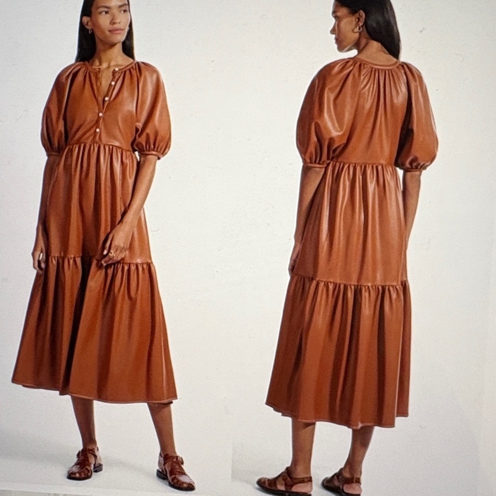 Staud Demi Vegan Leather Midi/Maxi Dress XS